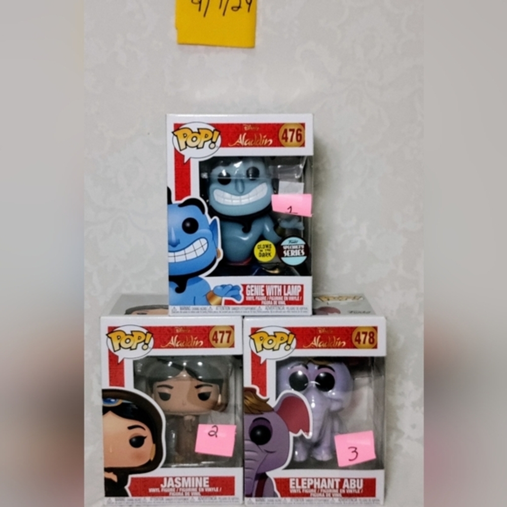 Aladdin Funko Pop's Elephant Abu, Jasmine or Genie with Lamp Specialty E…